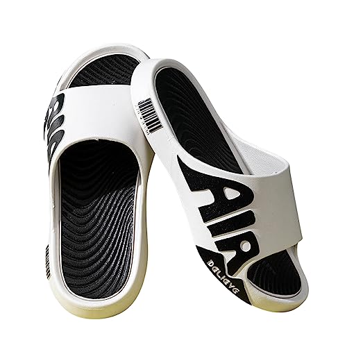 bolukets Badeschuhe Herren Damen Weiche Open Toe Sommer Schlappen Rutschfest Hausschuhe Slides Slippers Pantoletten Strand Dusch Cloud Sandalen Schnelltrocknend Badeschlappen,Schwarz Weiß,42/43EU von bolukets