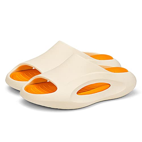 bolukets Badeschuhe Herren Damen Weiche Open Toe Hausschuhe Sommer Rutschfest Sandalen Pantoletten Schnelltrocknend Dusch Cloud Schlappen Strand Badeschlappen für Indoor Outdoor,A-orange,42/43EU von bolukets