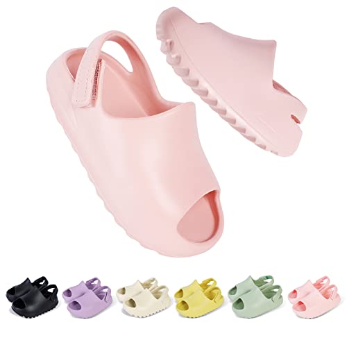 bolukets Kinder Hausschuhe Mädchen Jungen Badelatschen Sommer Weiche Open Toe Sandalen Rutschfest Kleinkinder Pantoletten Schnelltrocknend Dusch Cloud Schlappen Strand Badeschlappen,Rosa,21/22EU von bolukets