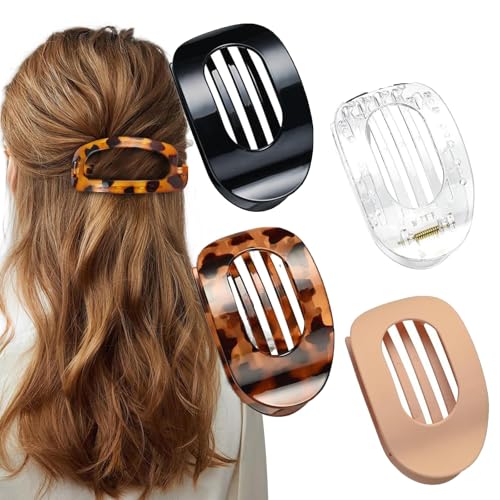 4 stücke Entenschnabel Haarspange,2025 Neu Hair Clips,Einfach Elegante Entenschnabel Haarspange,Flach Sicherer Halt Innenzähne Haar Krallen Haarklammer für Mädchen Frauen Dickes Dünnes Haar (D) von boluoboluomi