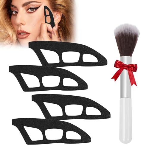 3 Stück Lidschatten-Werkzeuge, 2025 Neue Lidschatten-Führungswerkzeug, Augen-Make-up-Hilfe mit Make-up-Pinsel, Lidschatten-Schablonen für Augen, Eyeliner-Schablone für Frauen (4-teiliges Set + Bürste) von boluoboluomi