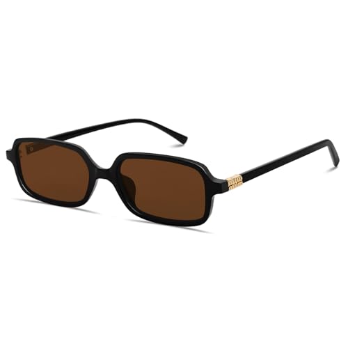boluoboluomi Damen Retro-Sonnenbrille Herren 90er Jahre kleine Rechteckige Sonnenbrille Retro Niedliche Schmale Mode Sonnenbrilles, UV400 Schutz Mode Brillen von boluoboluomi