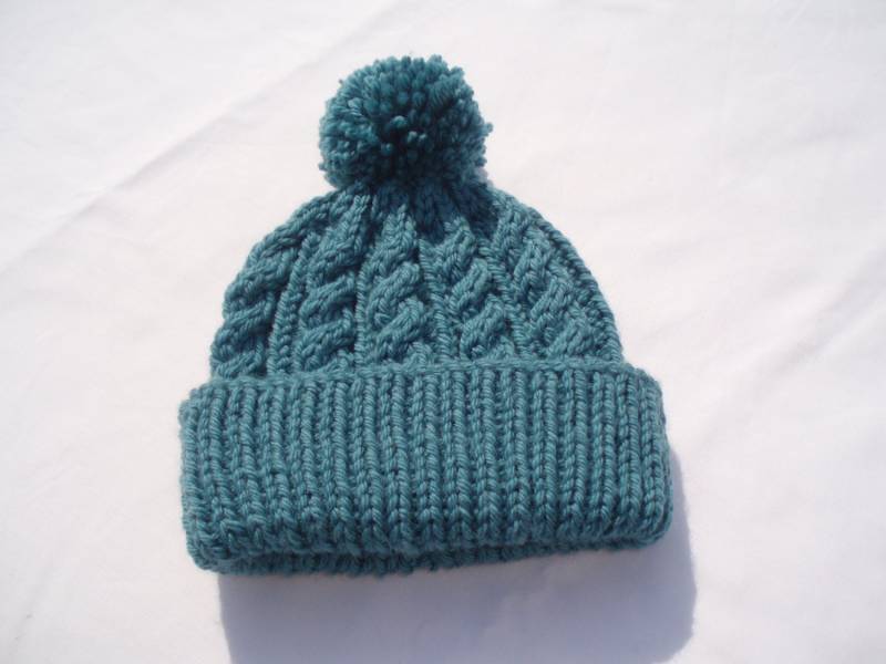 Petrol Handgestrickte Bommelmütze - Unisex Erwachsene Größen | Standard/xl Rowan Pure Wool Aran von bonnetsandbooties