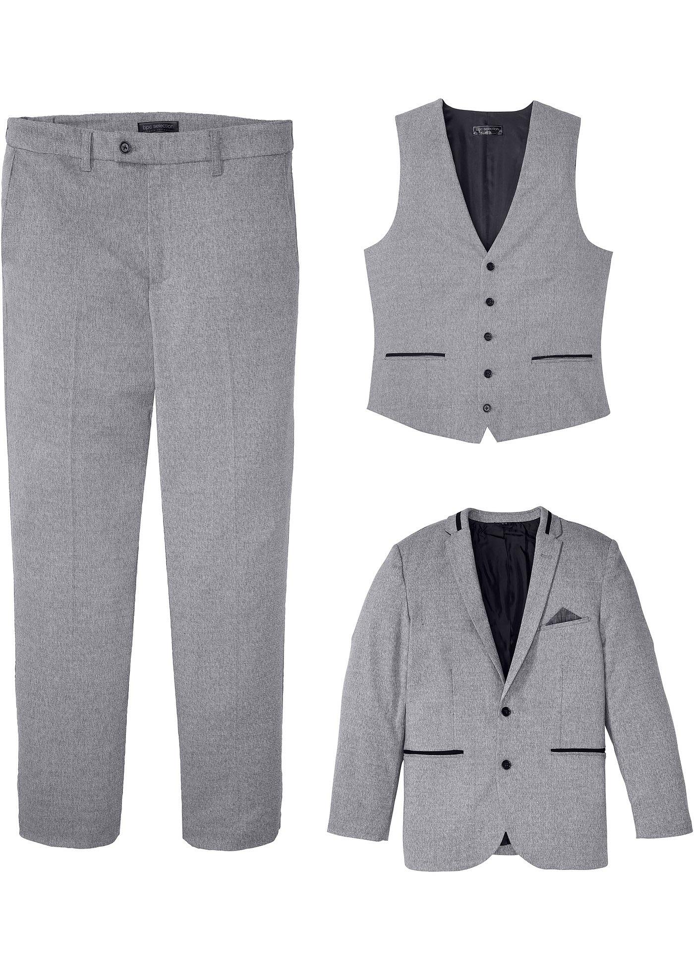 Anzug mit recycelten Polyester. (3-tlg.Set): Sakko, Hose, Weste von bonprix