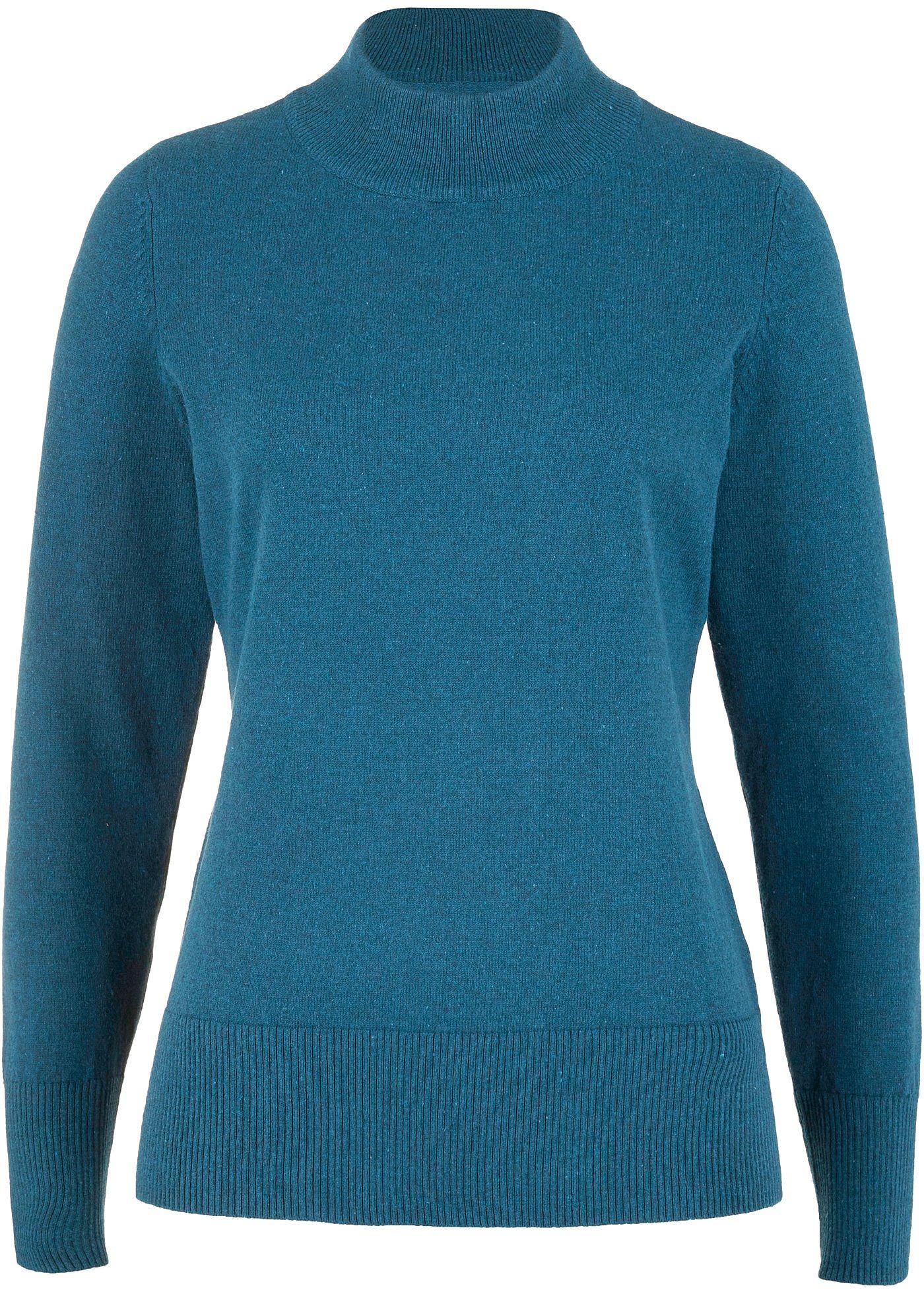 Basic Pullover mit Stehkragen mit recycelter Baumwolle von bonprix