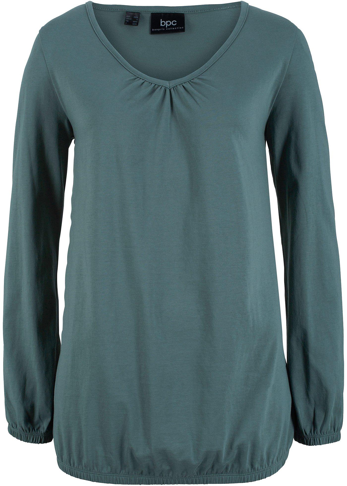 Baumwoll Langarmshirt mit Gummizug von bonprix