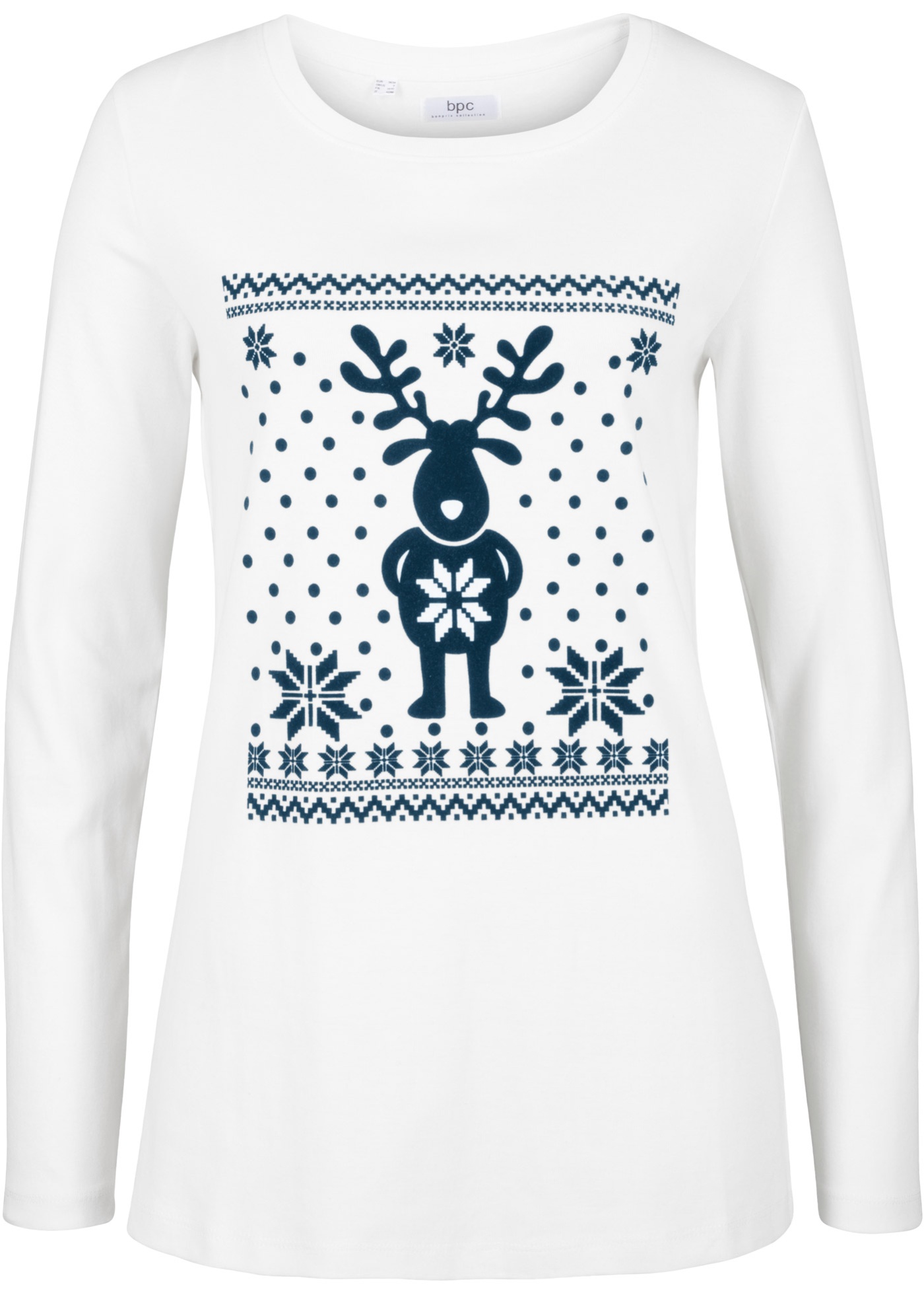 Baumwoll-Langarmshirt mit Weihnachtsmotiv von bonprix