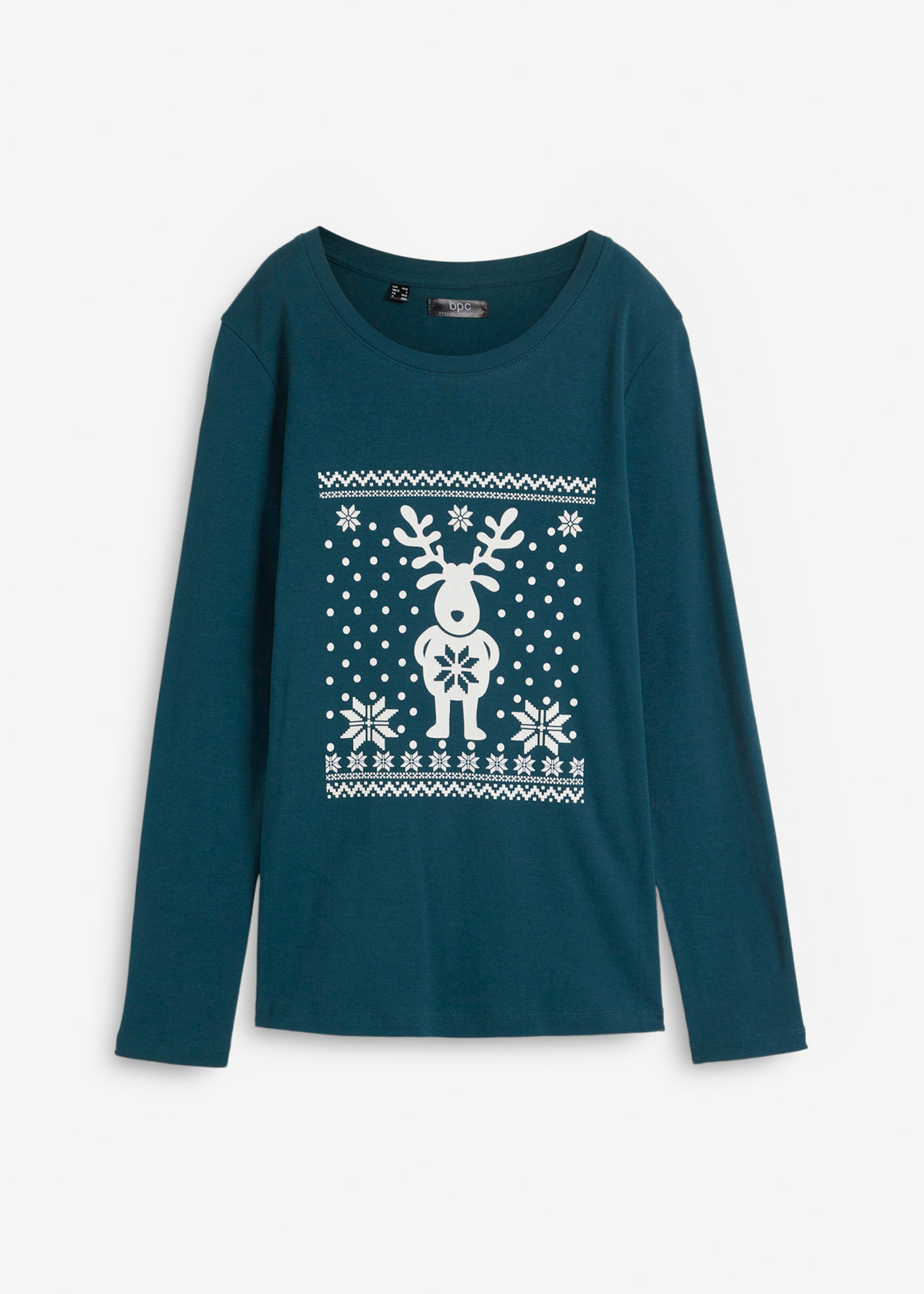 Baumwoll-Langarmshirt mit Weihnachtsmotiv von bonprix