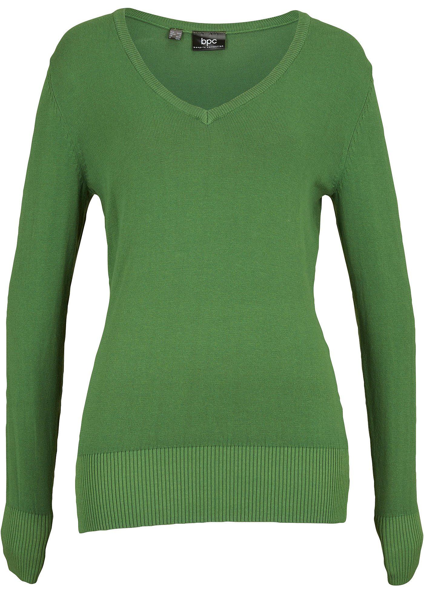 Feinstrick-Pullover mit V-Ausschnitt von bonprix