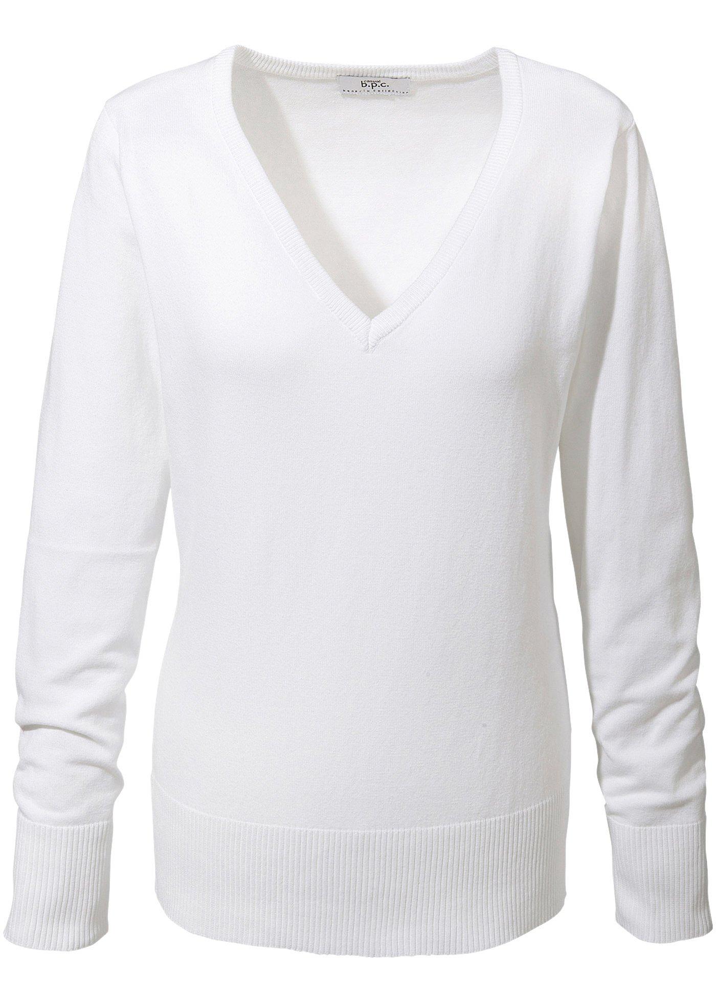 Feinstrick-Pullover mit V-Ausschnitt von bonprix