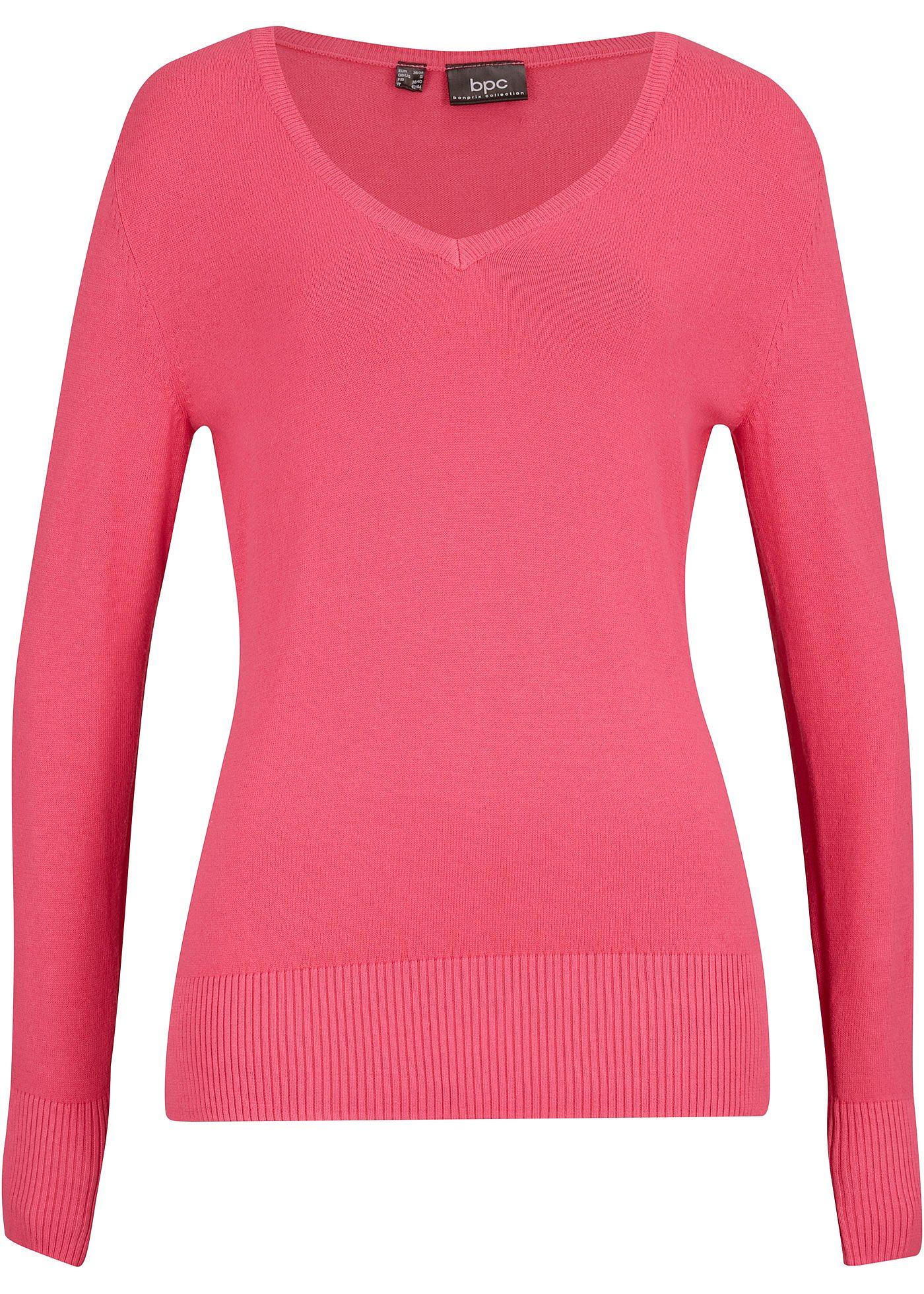 Feinstrick-Pullover mit V-Ausschnitt von bonprix