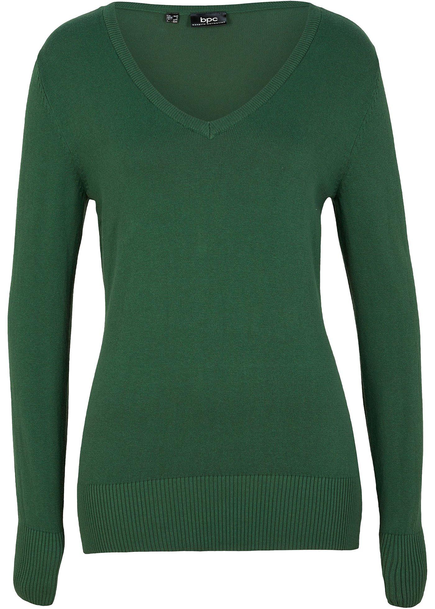 Feinstrick-Pullover mit V-Ausschnitt von bonprix