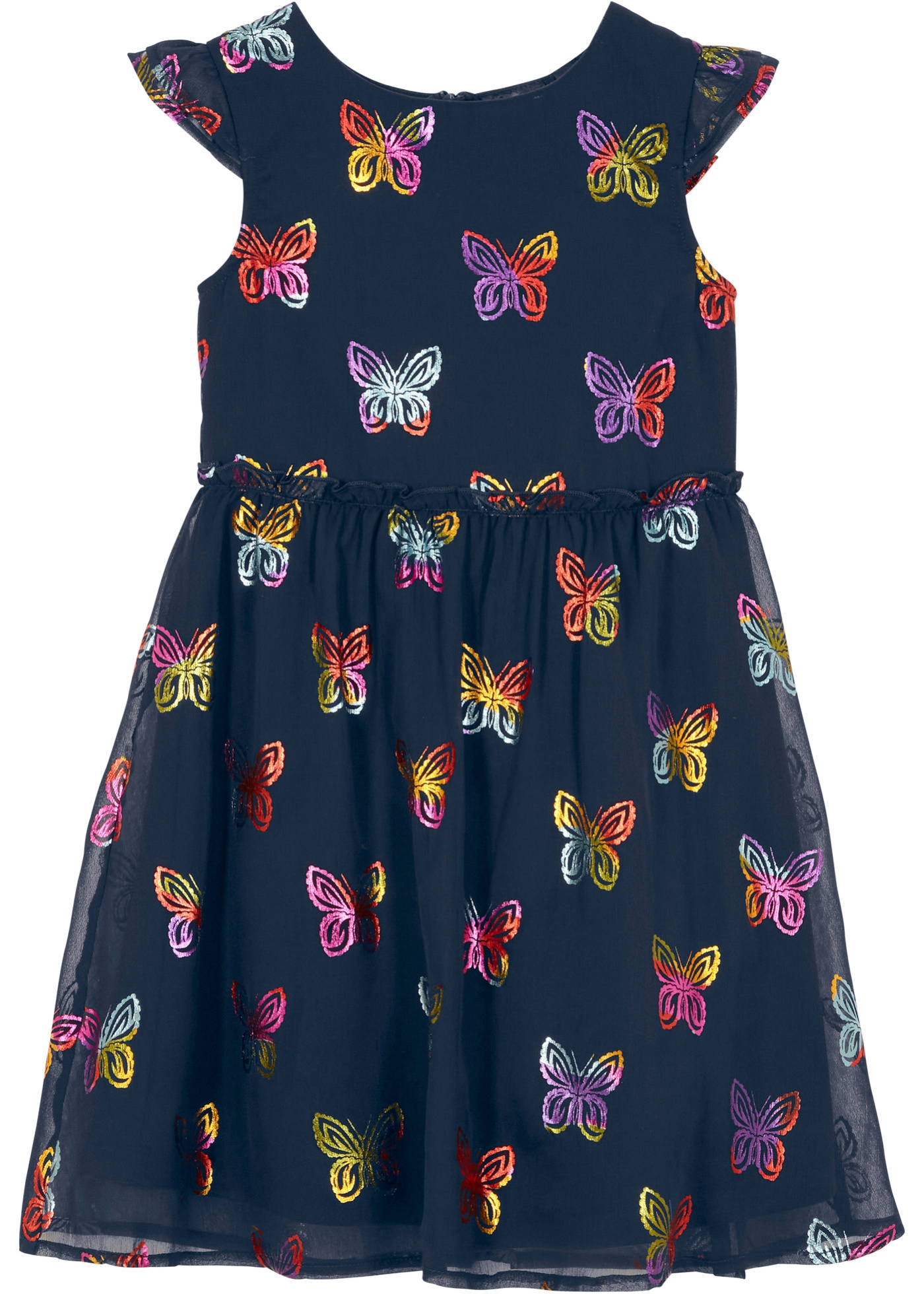 Festliches Mädchen Chiffon-Kleid mit Schmetterlingsdruck von bonprix