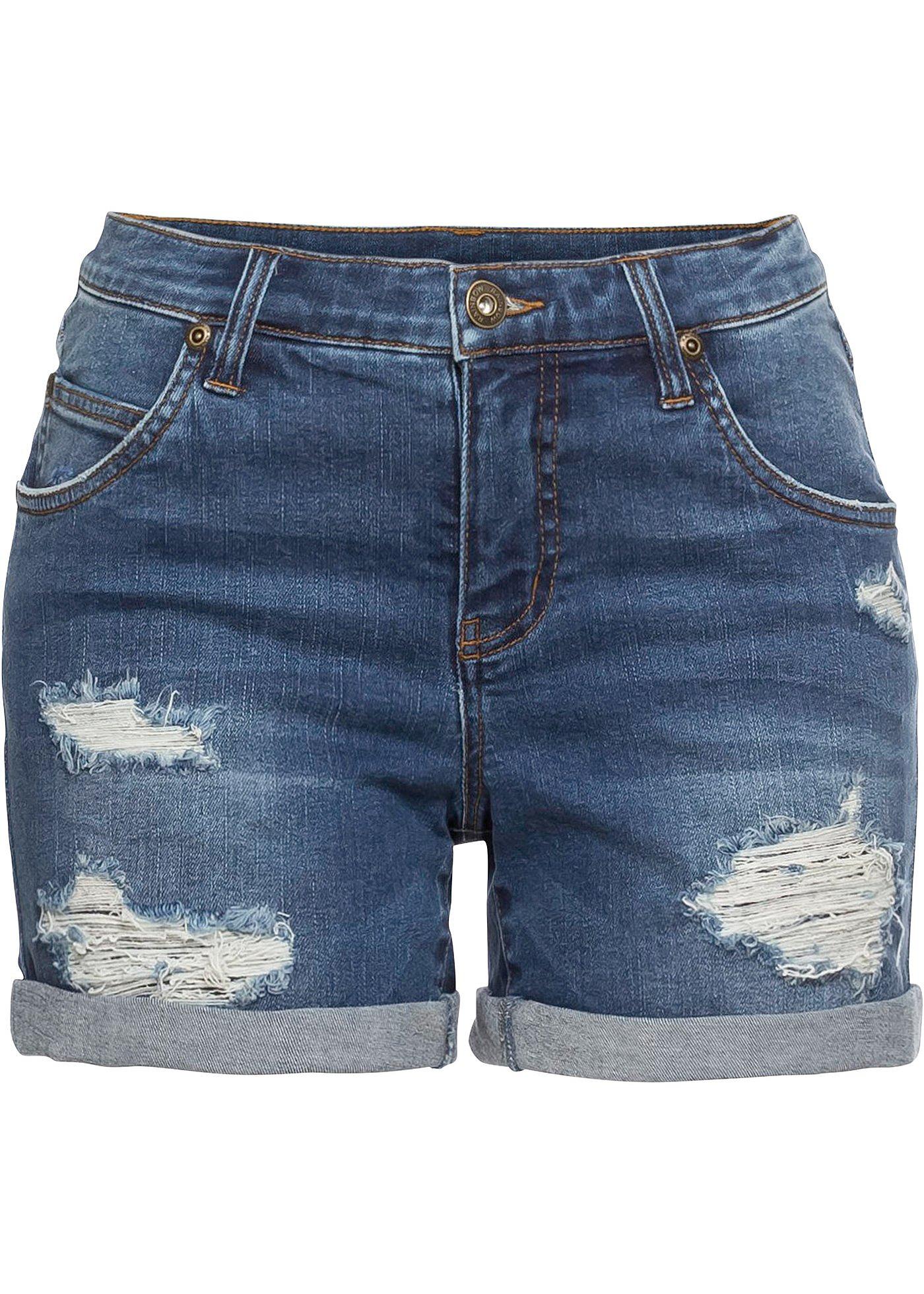 Jeans-Shorts mit Destroy- Effekten von bonprix