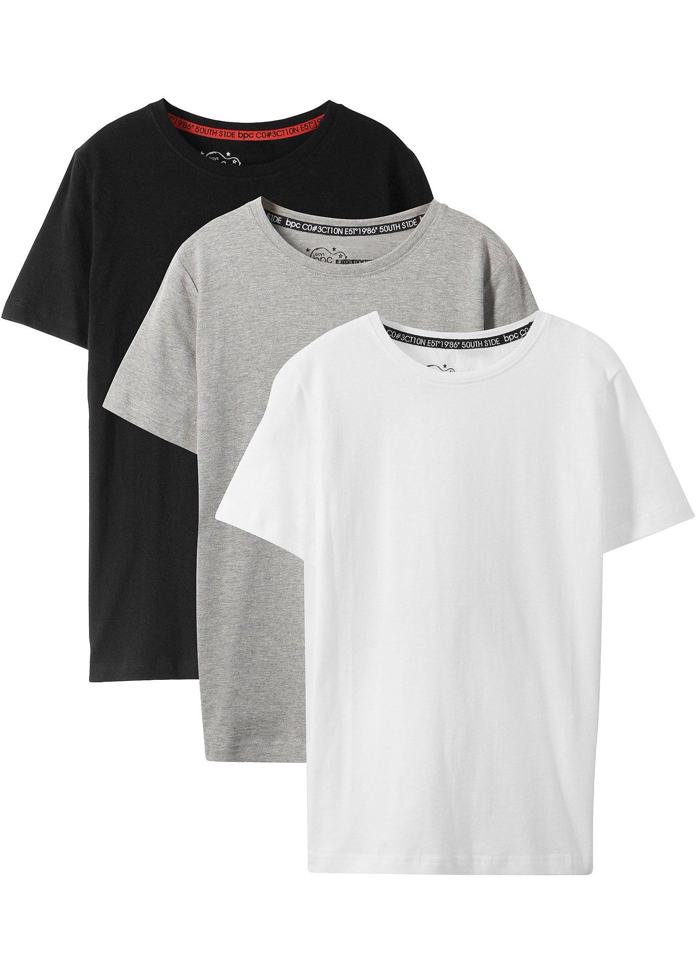 Jungen Basic T-Shirt aus  Bio-Baumwolle (3er Pack) von bonprix