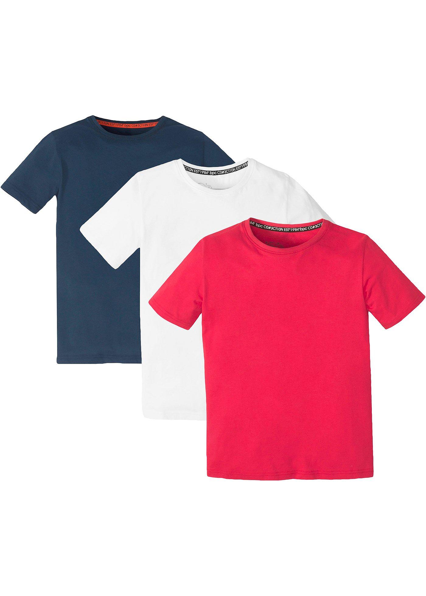 Jungen Basic T-Shirt aus  Bio-Baumwolle (3er Pack) von bonprix