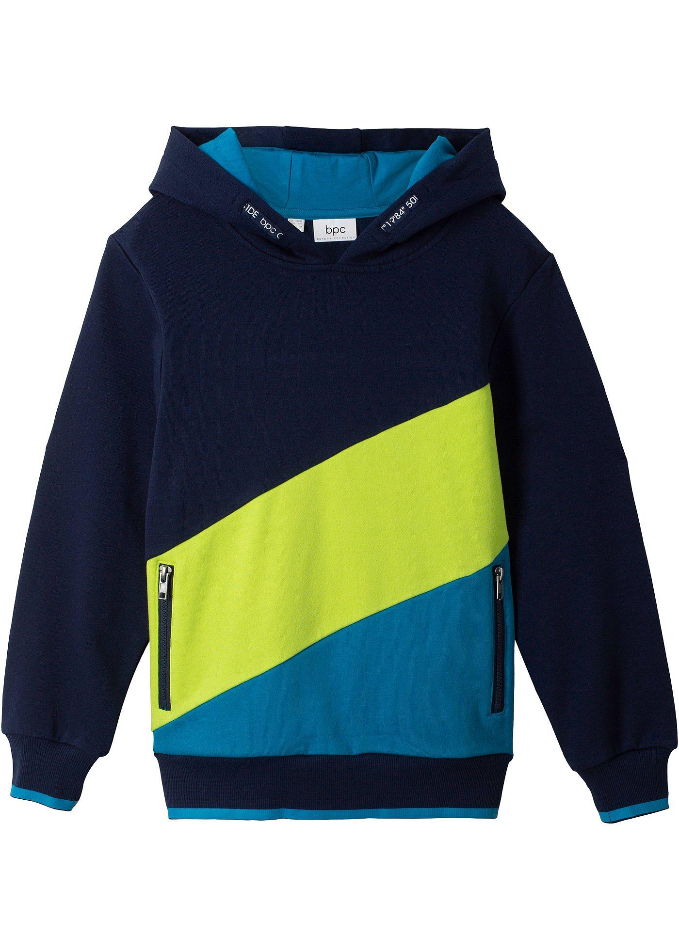 Jungen Kapuzensweatshirt im Colourblock aus Bio-Baumwolle von bonprix