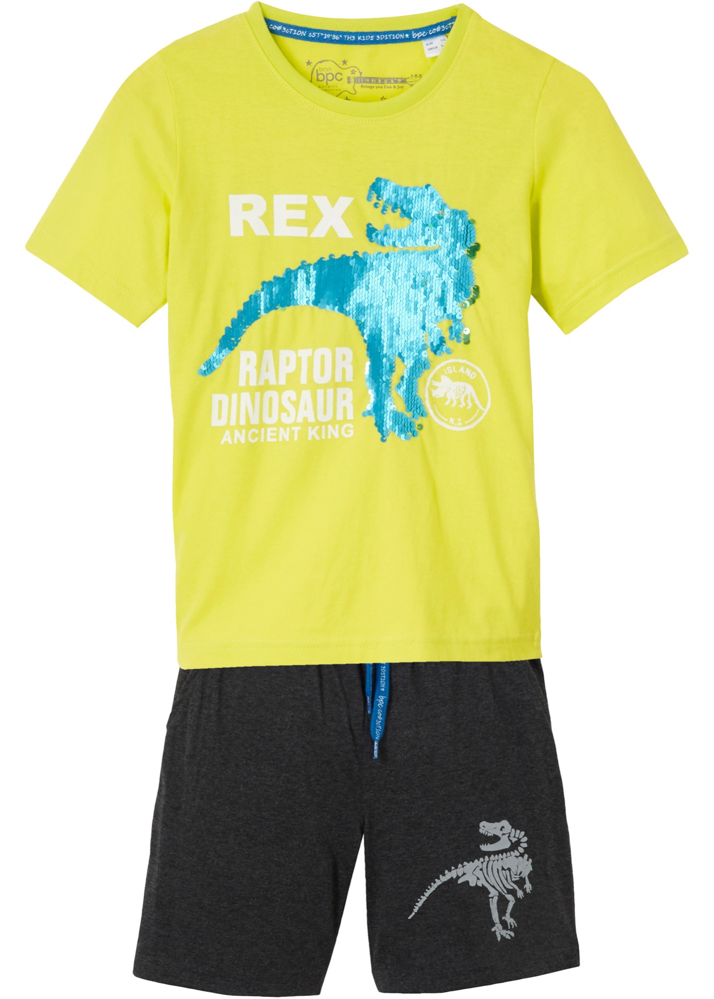 Jungen T-Shirt mit Wendepaillette + kurze Hose (2-tlg.Set) von bonprix