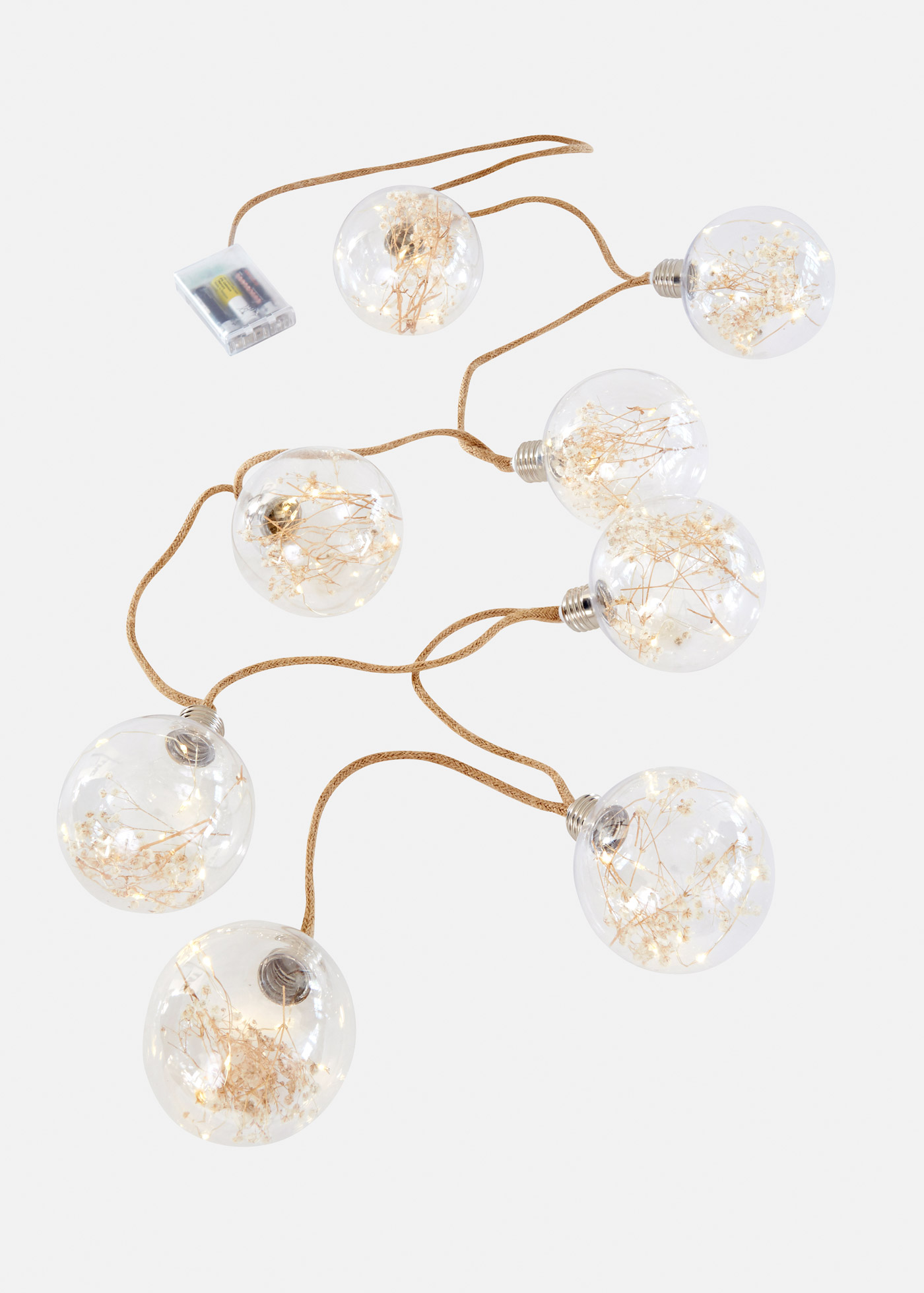 LED-Lichterkette mit 8 Kugeln mit Trockenblumen von bonprix