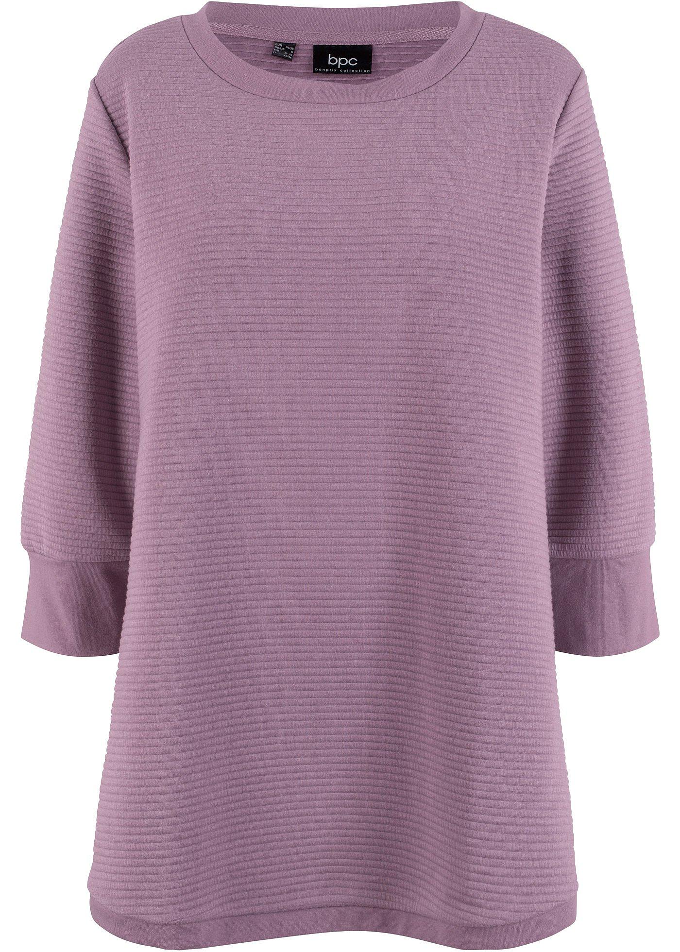 Langes Sweatshirt Tunika mit Struktur in A-Line, 3/4 Arm von bonprix