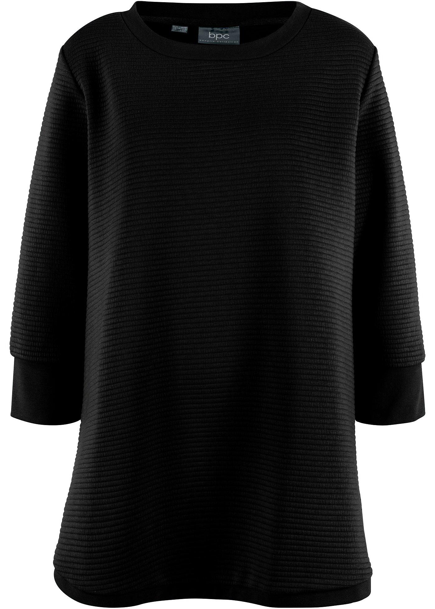 Langes Sweatshirt Tunika mit Struktur in A-Line, 3/4 Arm von bonprix