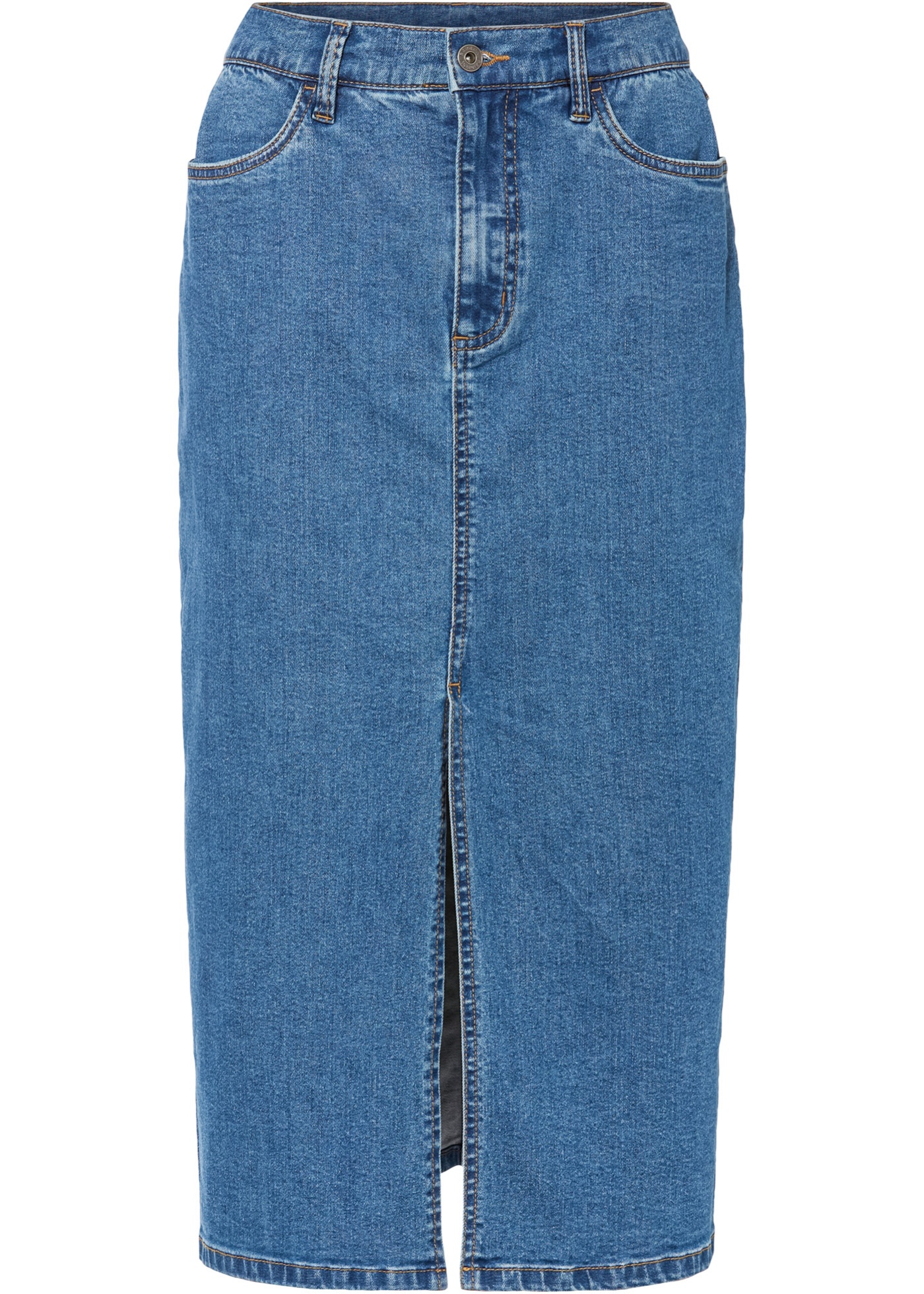 Langer Jeansrock mit Schlitz aus Positive Denim #1 Fabric von bonprix