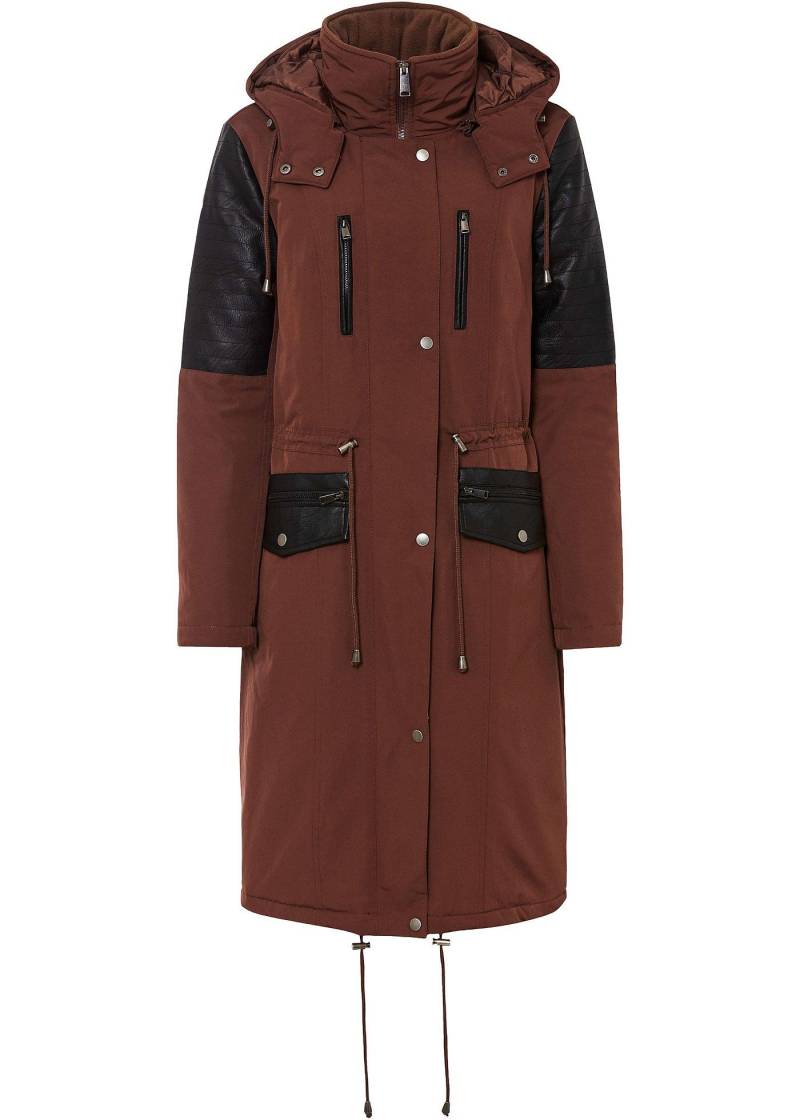 Long-Parka mit Lederimitateinsatz von bonprix