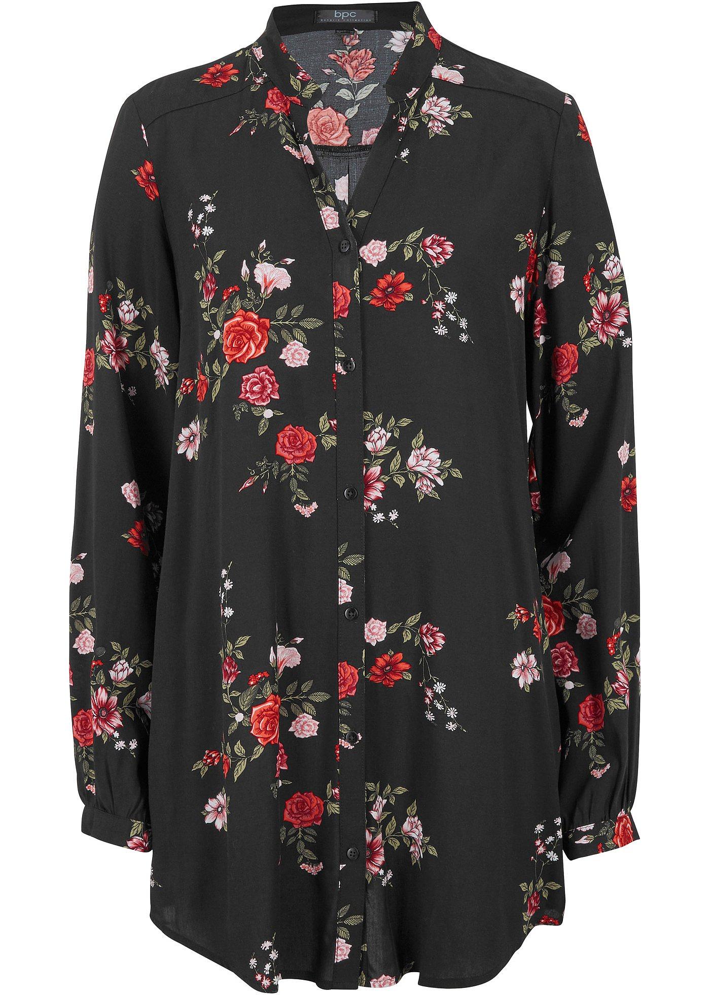 Longbluse, langarm, weit geschnitten von bonprix