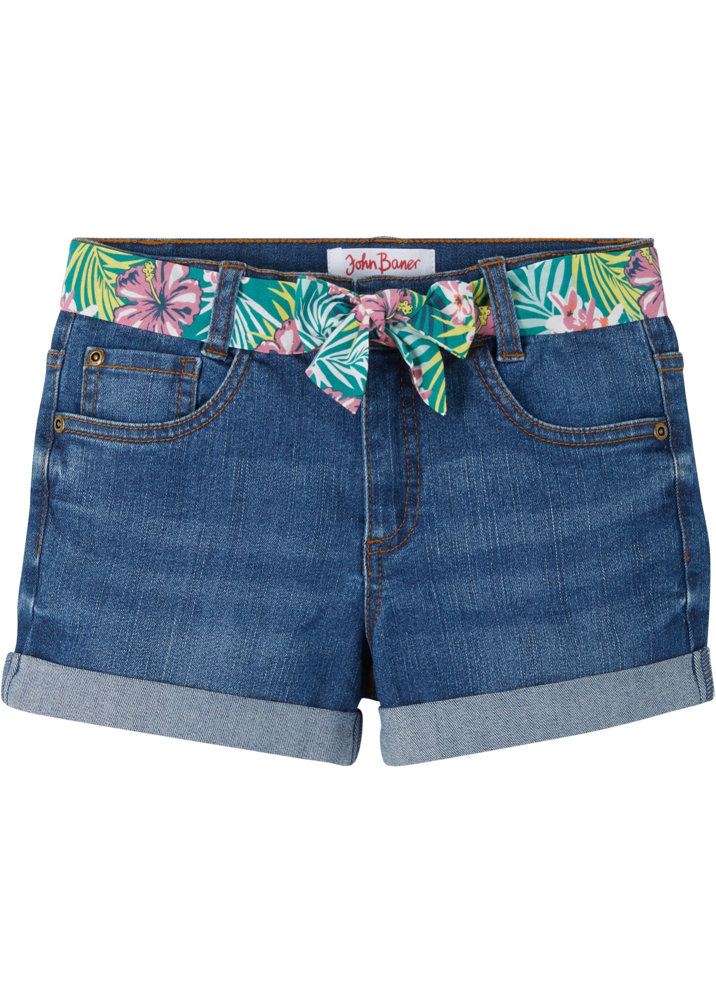 Mädchen Jeans-Shorts mit Gürtel von bonprix