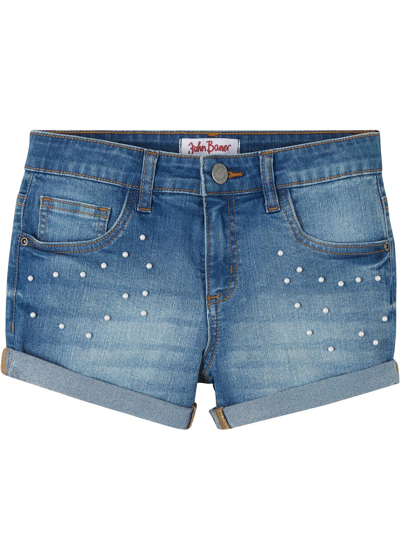 Mädchen Jeans-Shorts mit Perlen von bonprix