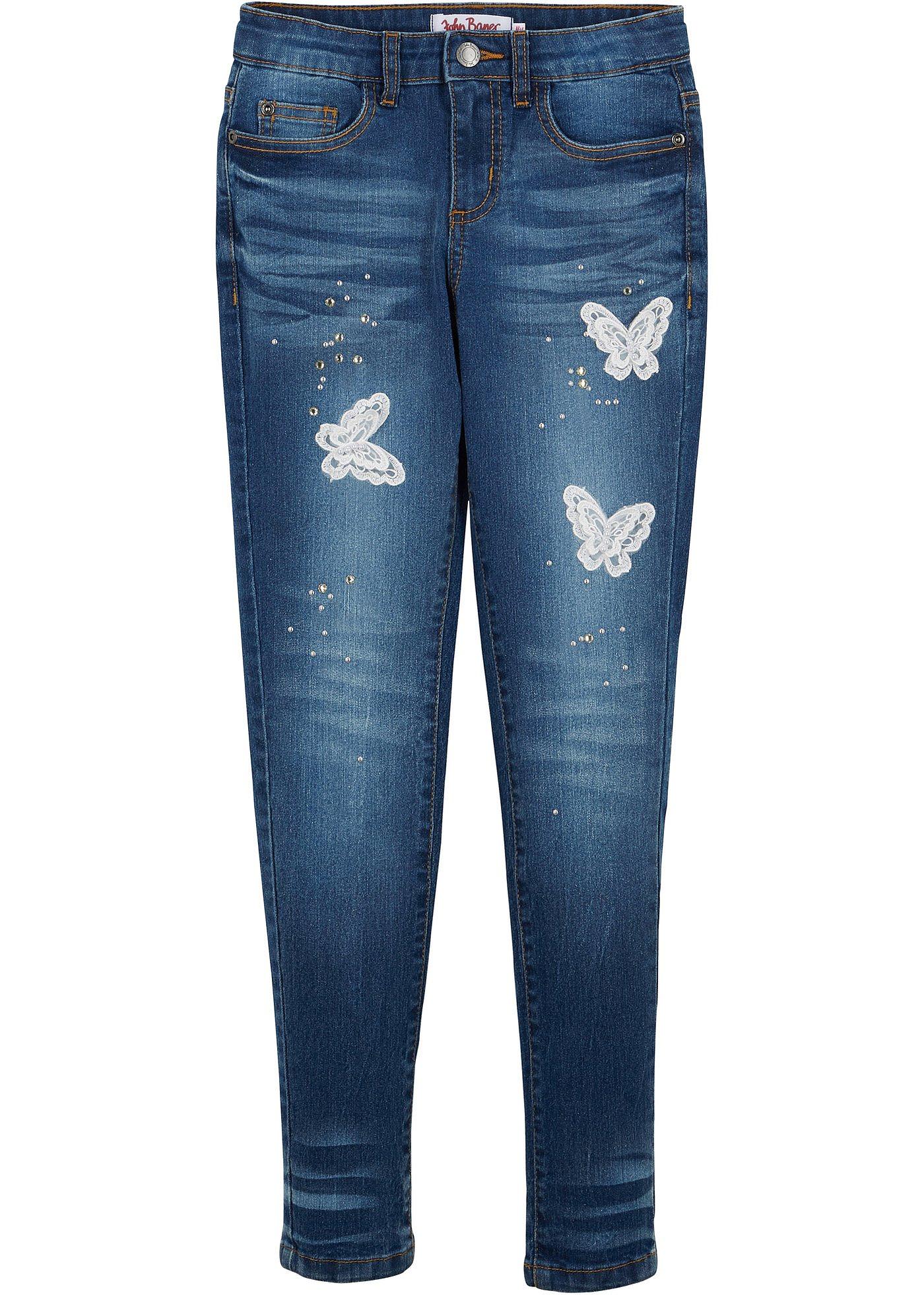 Mädchen Jeans mit Schmetterlings-Applikation von bonprix