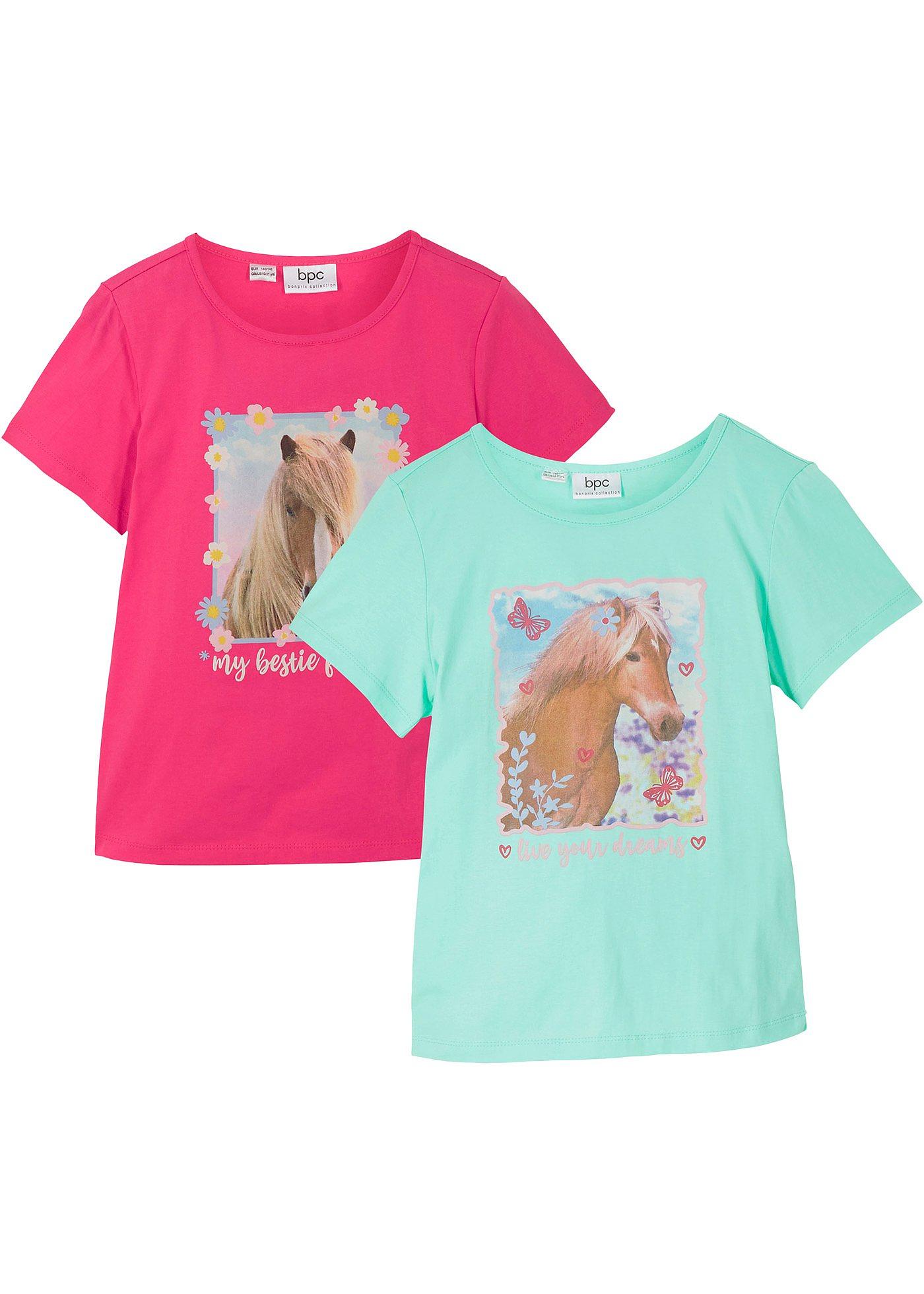 Mädchen T-Shirt (2er Pack) aus Bio-Baumwolle von bonprix