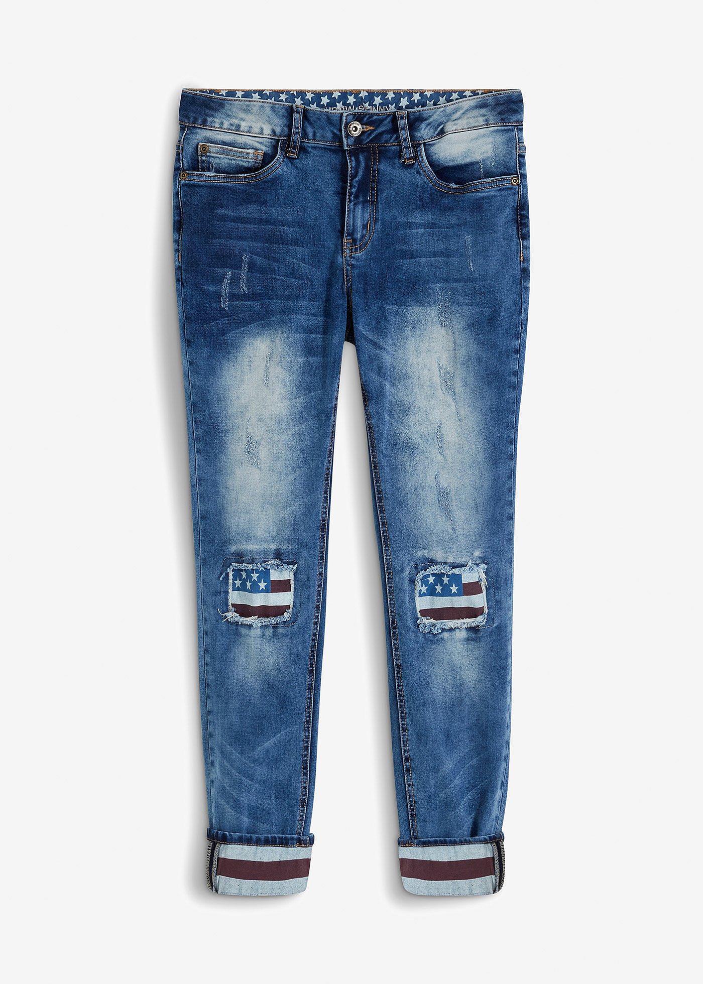 Skinny-Jeans mit Flaggendetails von bonprix