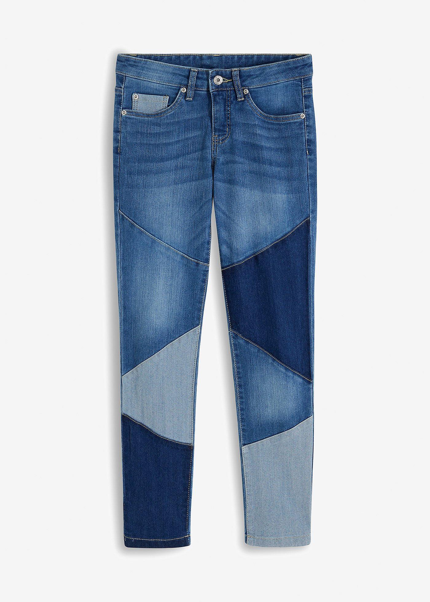 Skinny Jeans mit dreieckigen Einsätzen von bonprix