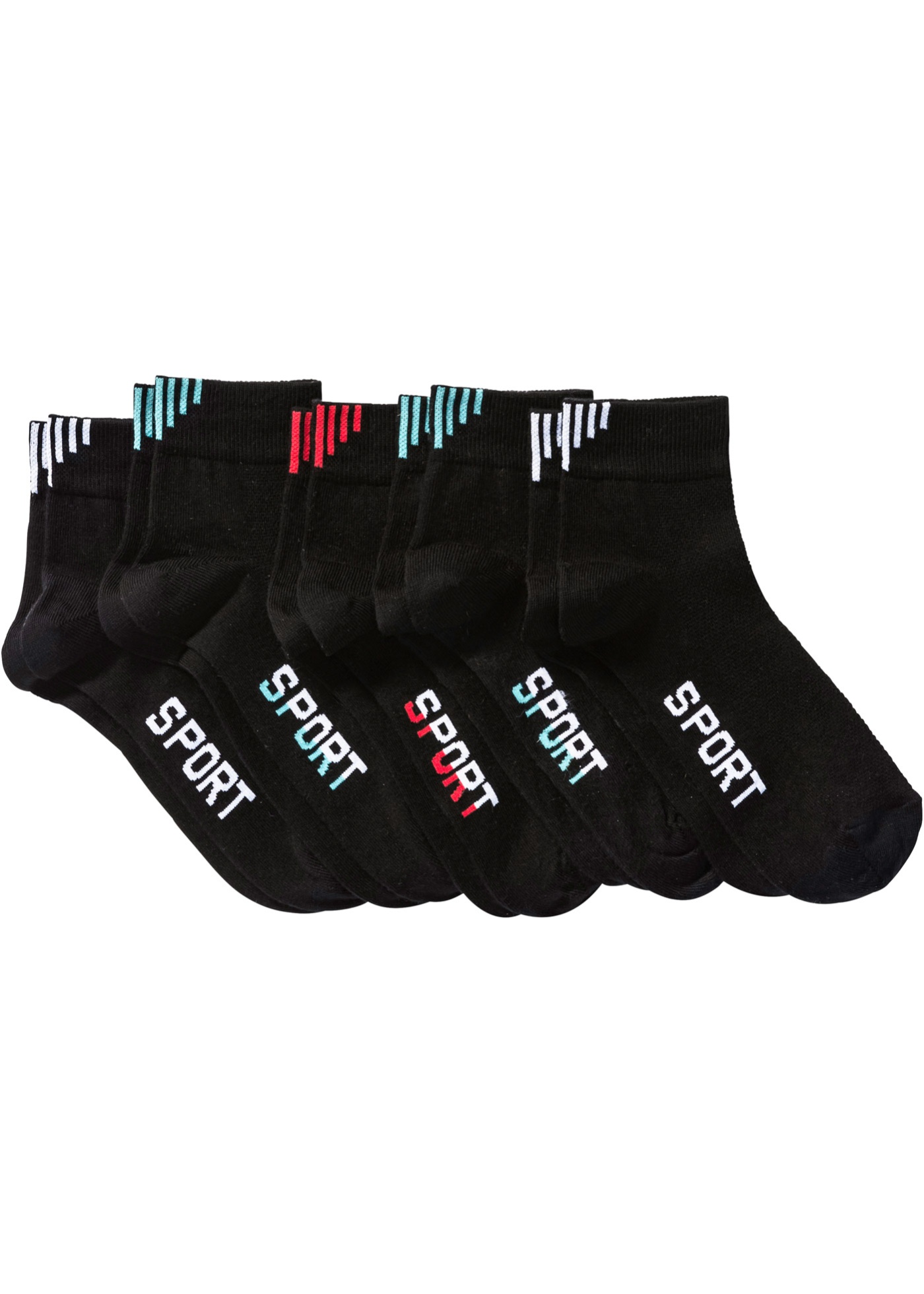 Sportsocken mit Schriftzug mit Bio-Baumwolle (5er Pack) von bonprix