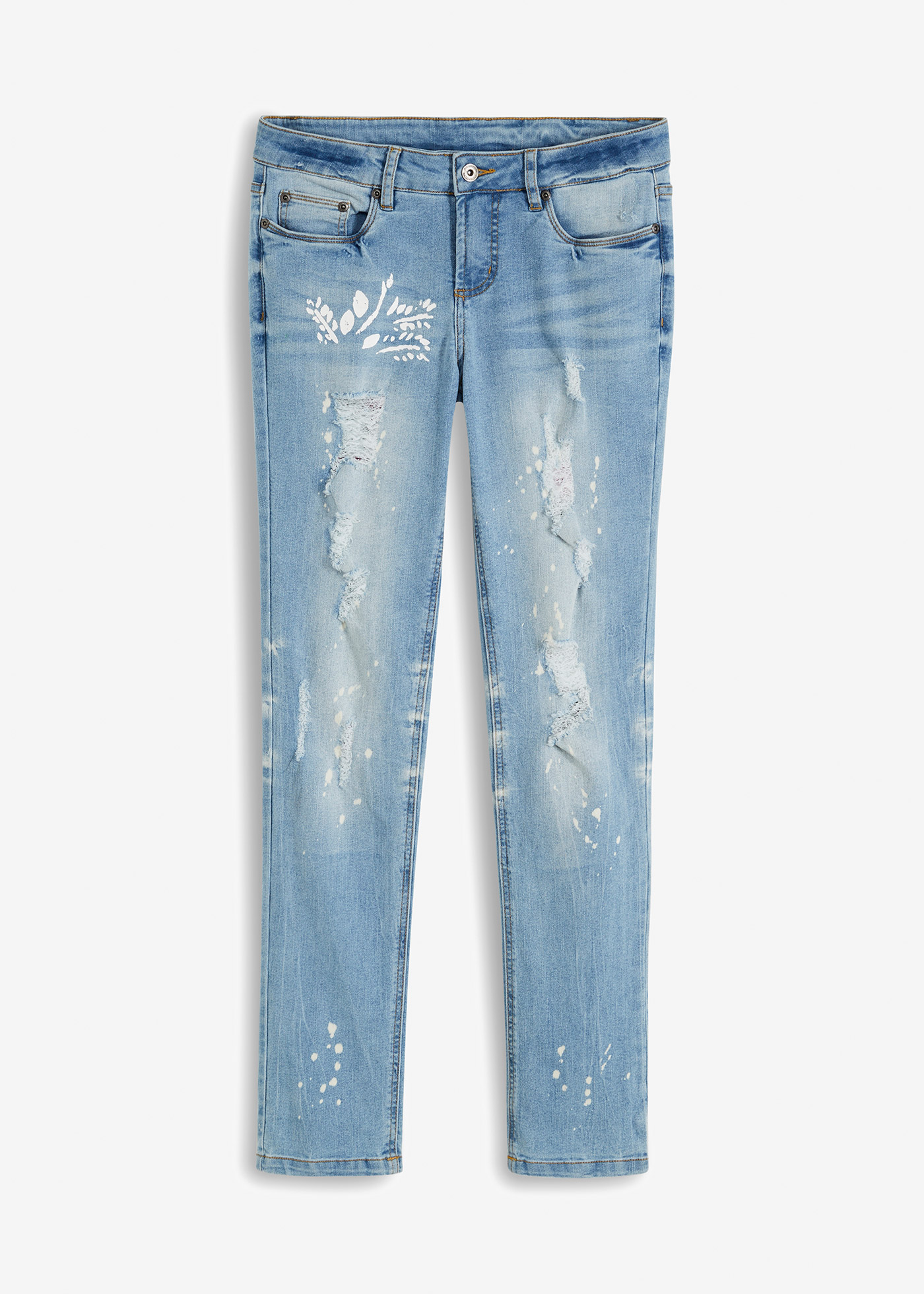 Straight Jeans Mid Waist, Destroy-Effekte von bonprix