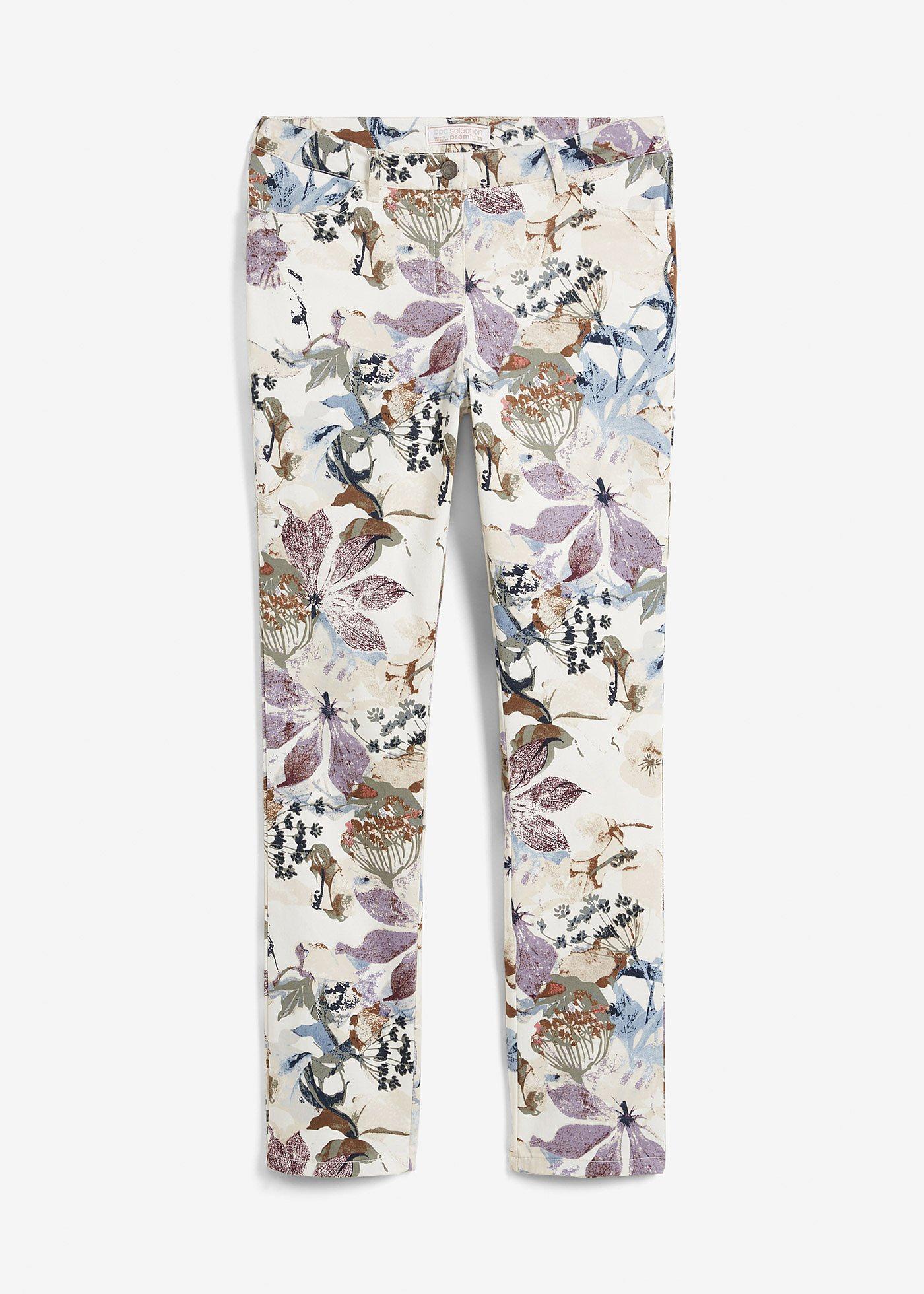 Stretch-Hose mit Blumen-Print von bonprix