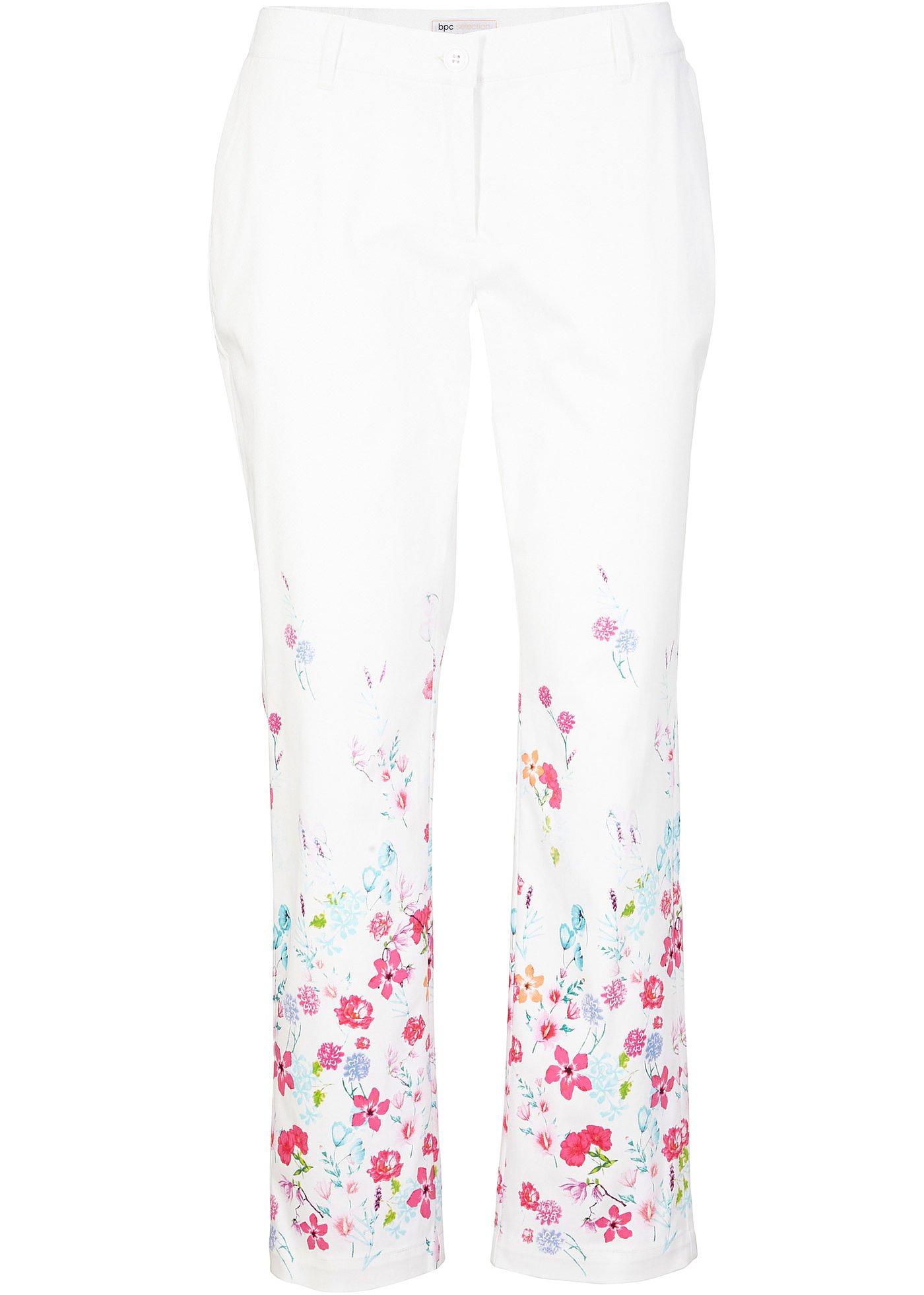 Stretch-Hose mit floralem Print von bonprix