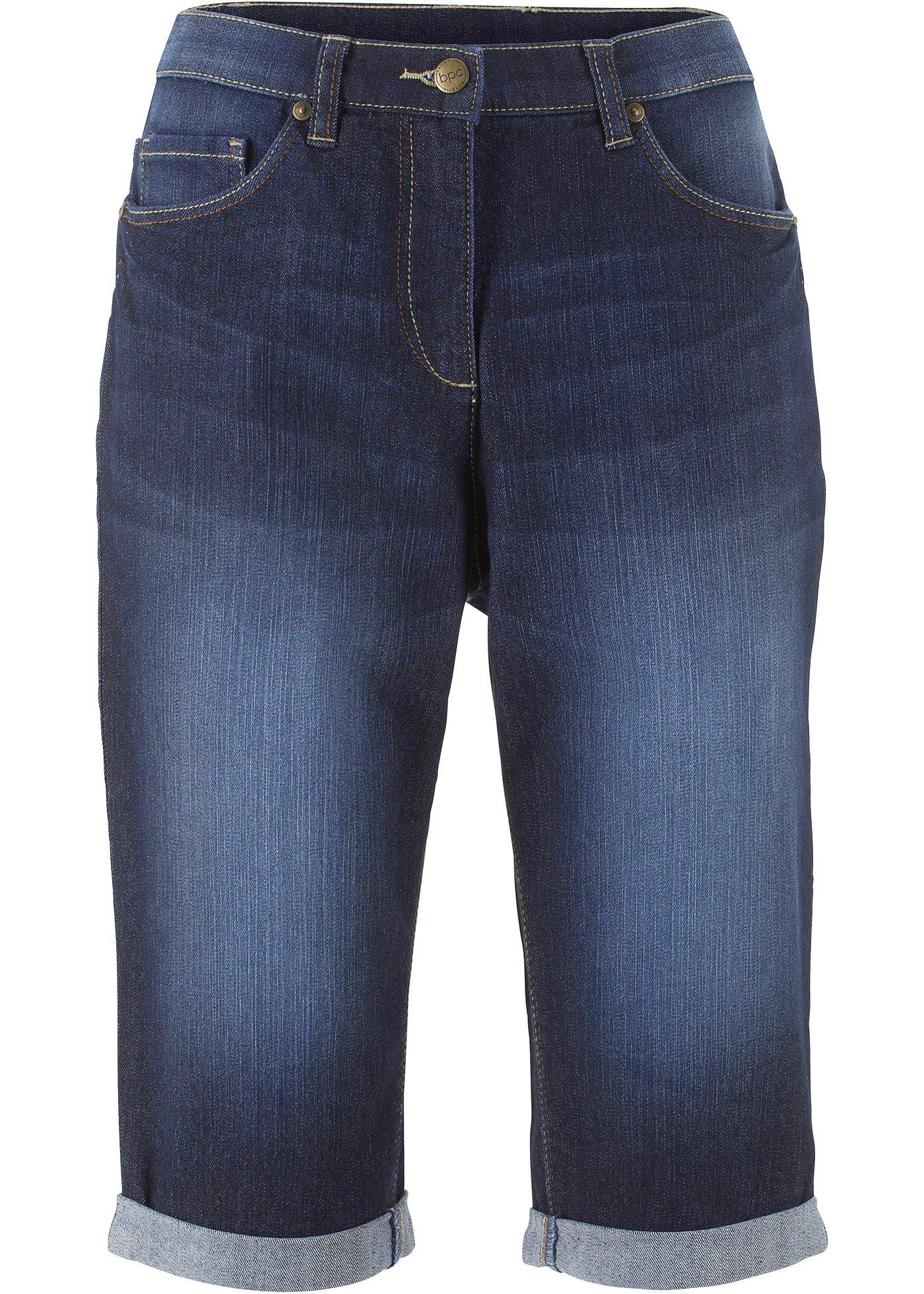 Stretch-Jeans-Bermuda mit gekrempeltem Saum von bonprix