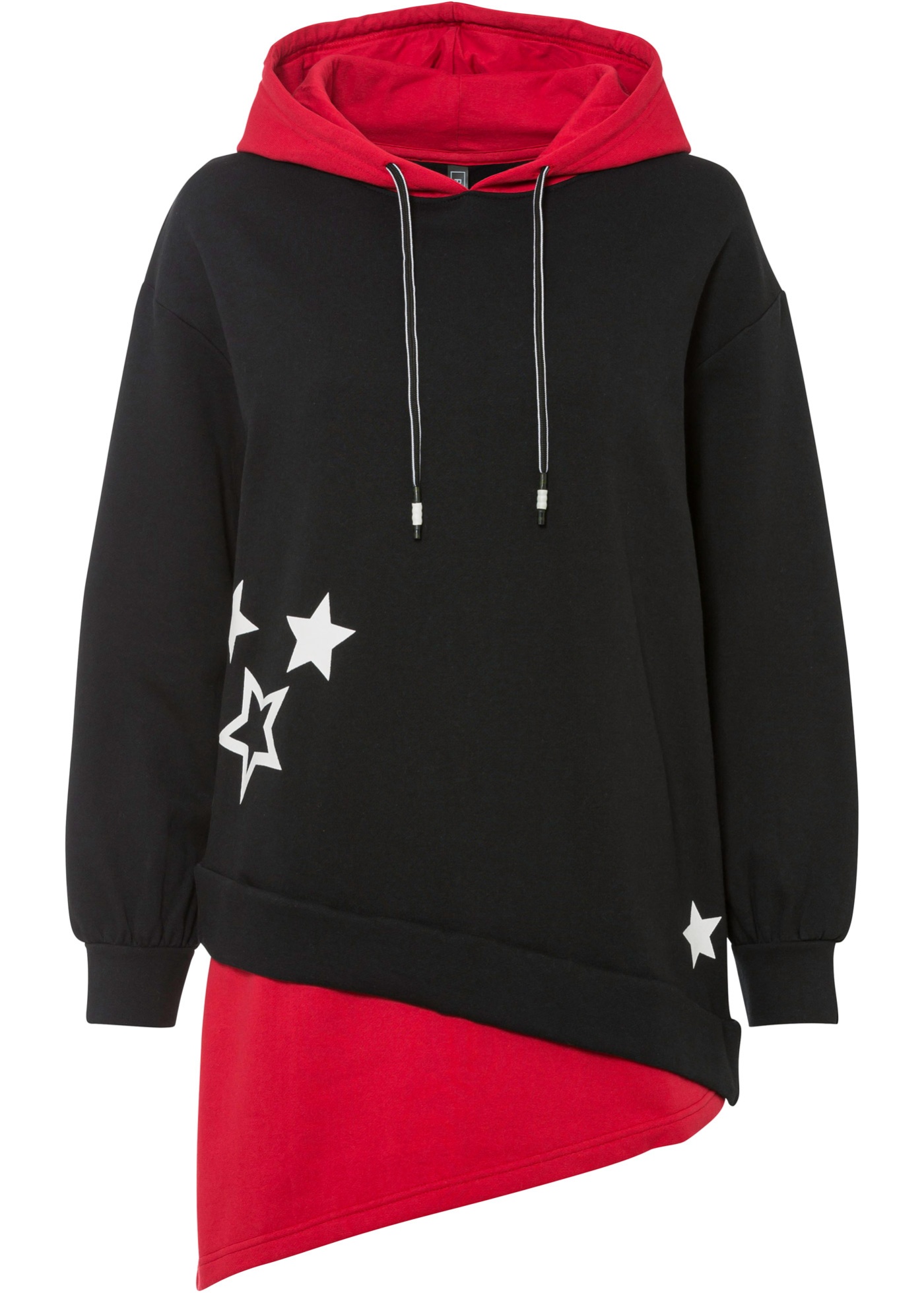 Sweatshirt mit Kapuze und asymmetrischem Saum von bonprix