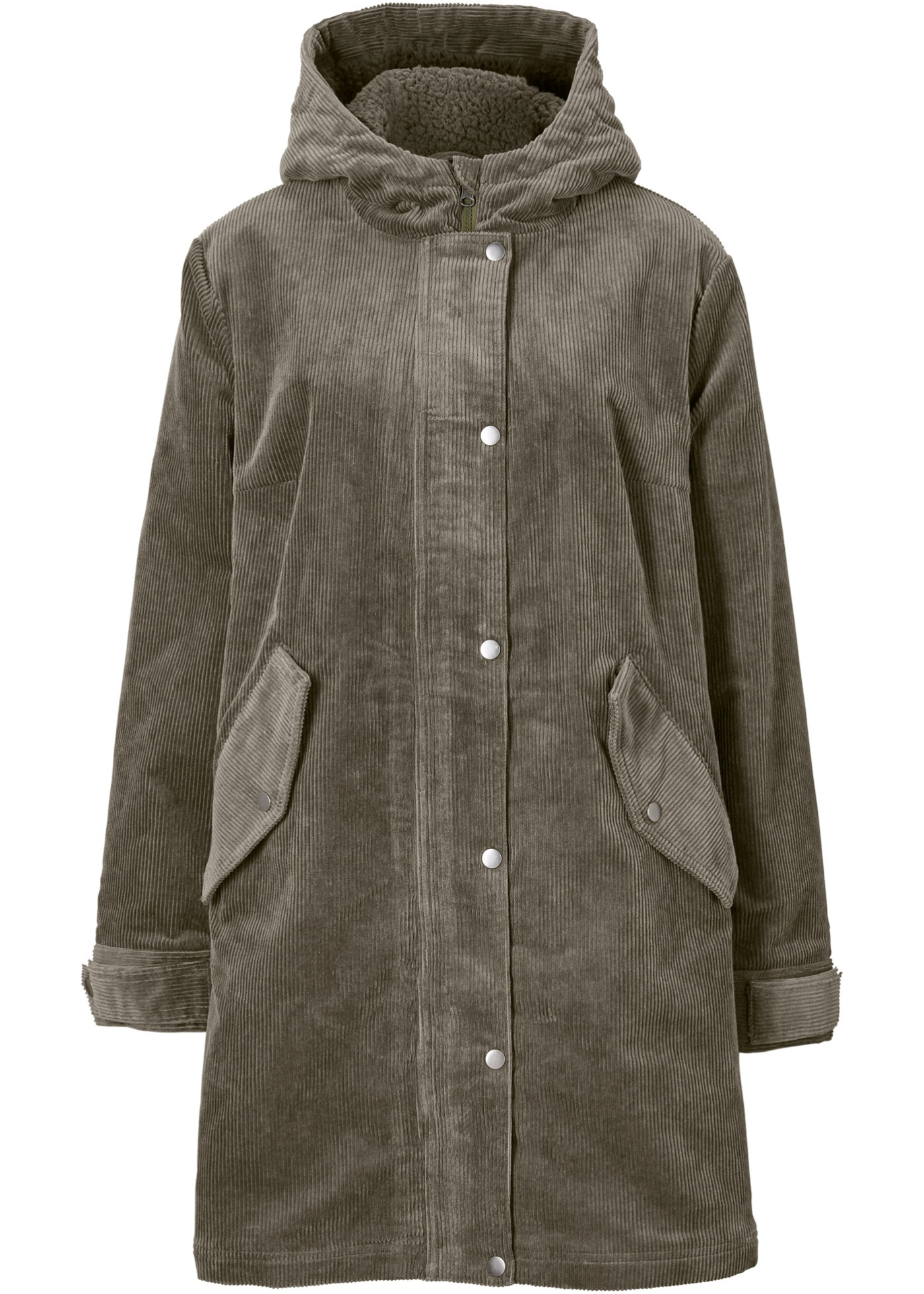 Warmer Cord-Parka mit Teddy-Futter in der Kapuze, in A-Linie von bonprix