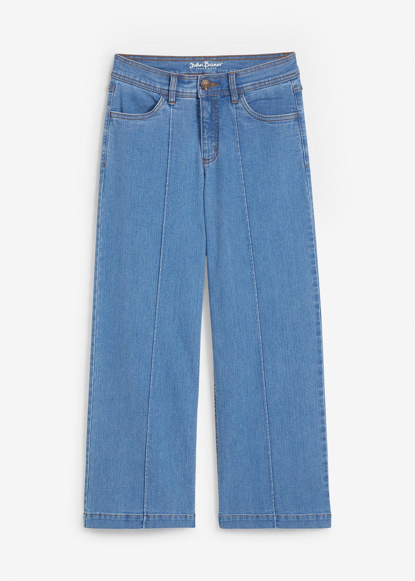 Wide Leg Jeans Mid Waist, cropped von bonprix