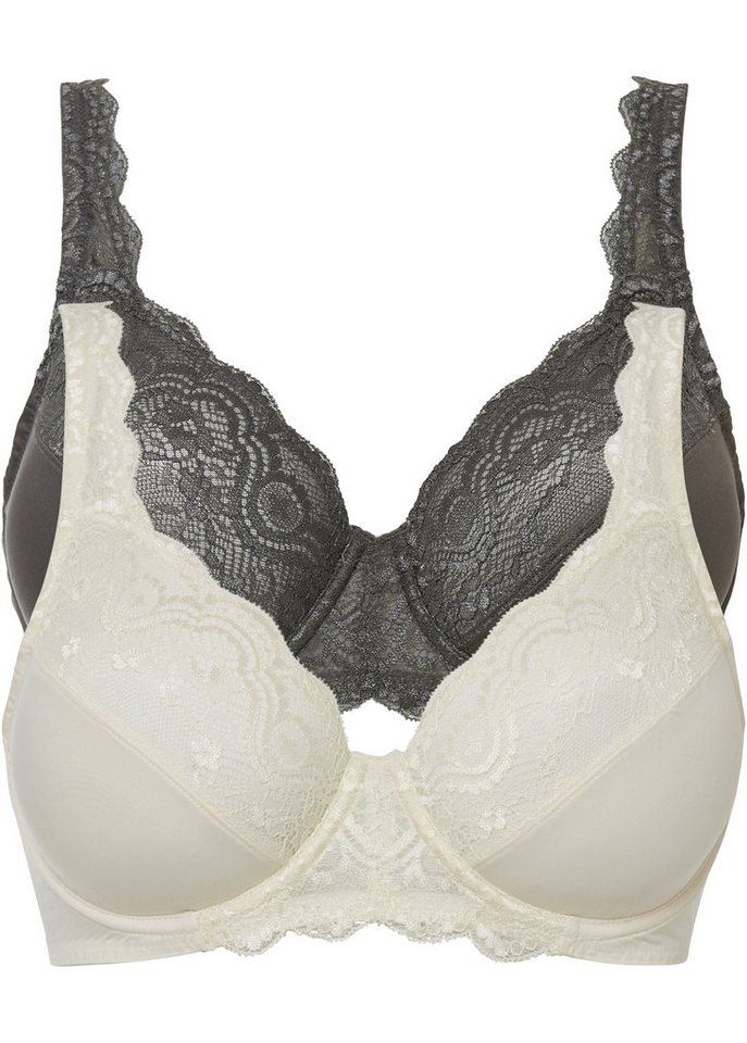 bonprix Büstenhebe (Packung, 2-tlg., 2) Bügel-BH mit zarter Spitze (2er Pack) von bonprix