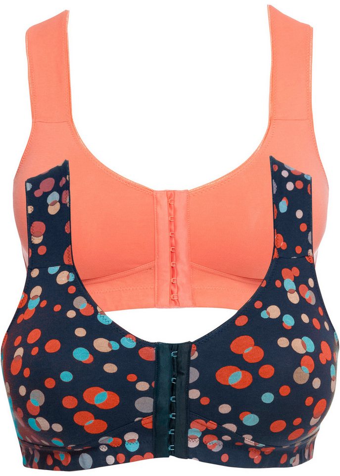 bonprix Büstenhebe (Packung, 2-tlg., 2) Vorderverschluss-BH ohne Bügel mit Baumwolle (2er Pack) von bonprix