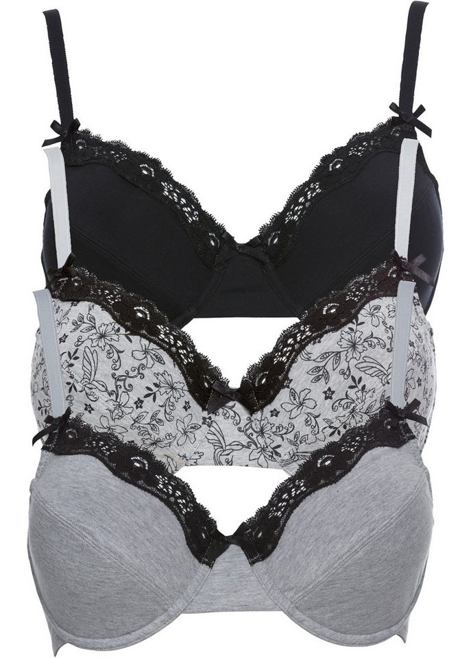 bonprix Büstenhebe (Packung, 3-tlg., 3) BH mit Bügel mit Baumwolle (3er Pack) von bonprix