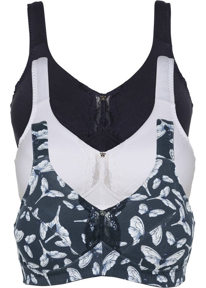 bonprix Büstenhebe (Packung, 3-tlg., 3) BH ohne Bügel mit Baumwolle (3er Pack) von bonprix