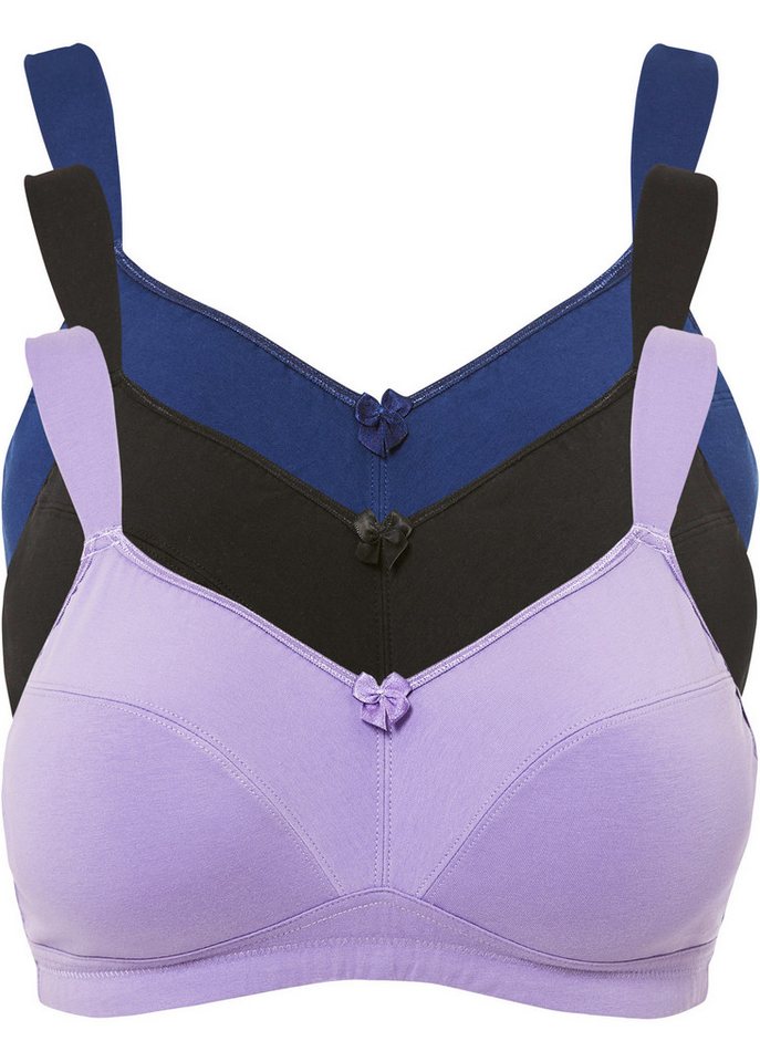 bonprix Büstenhebe (Packung, 3-tlg., 3) BH ohne Bügel mit Baumwolle (3er Pack) von bonprix