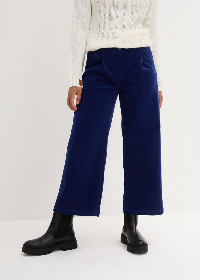 bonprix Cordhose Weite Stretchcord-Culotte mit High-Waist-Bequembund, 7/8-Länge von bonprix