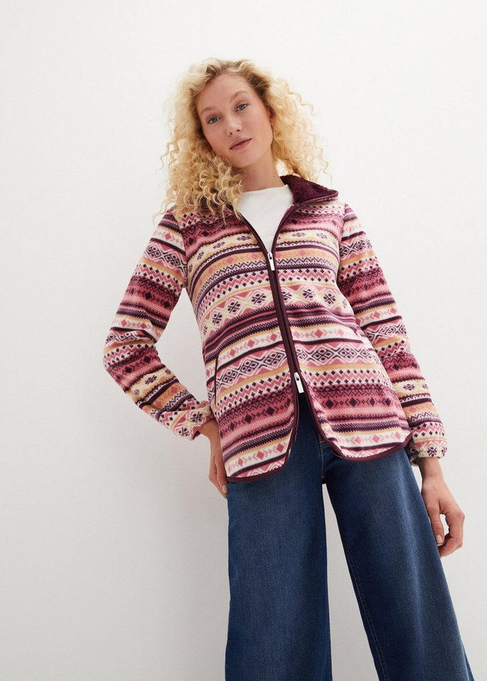 bonprix Fleecejacke Winterjacke als Kapuzen-Fleecejacke mit Norweger-Muster von bonprix