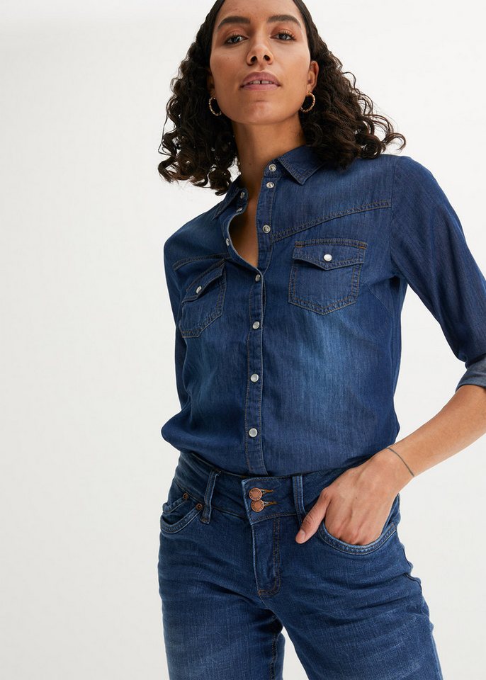 bonprix Jeansbluse mit zwei Brusttaschen, im Westernstyle von bonprix